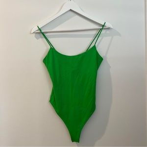Zara Green Spaghetti Strap Bodysuit, Size Medium